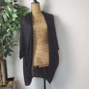 Mudd Black Sheer Shrug Cardigan Sweater Open Front Medium